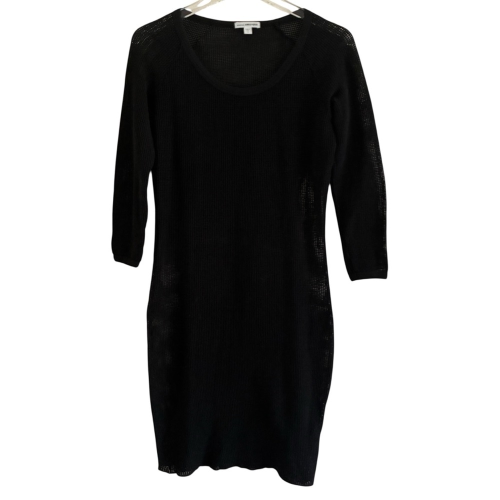 James Perse Cotton Sheer Black Knit Dress Small - Picture 2 of 11